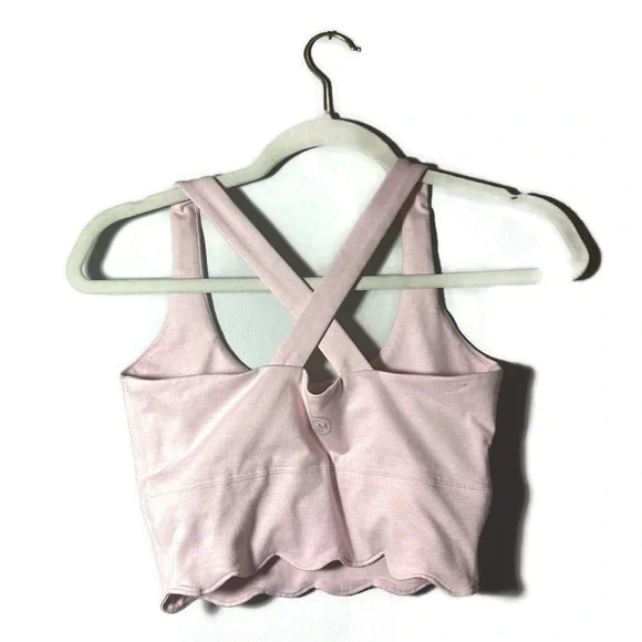 Club Monaco Light Pink Scalloped Hem Sports Bra Top Size XS - Picture 3 of 8